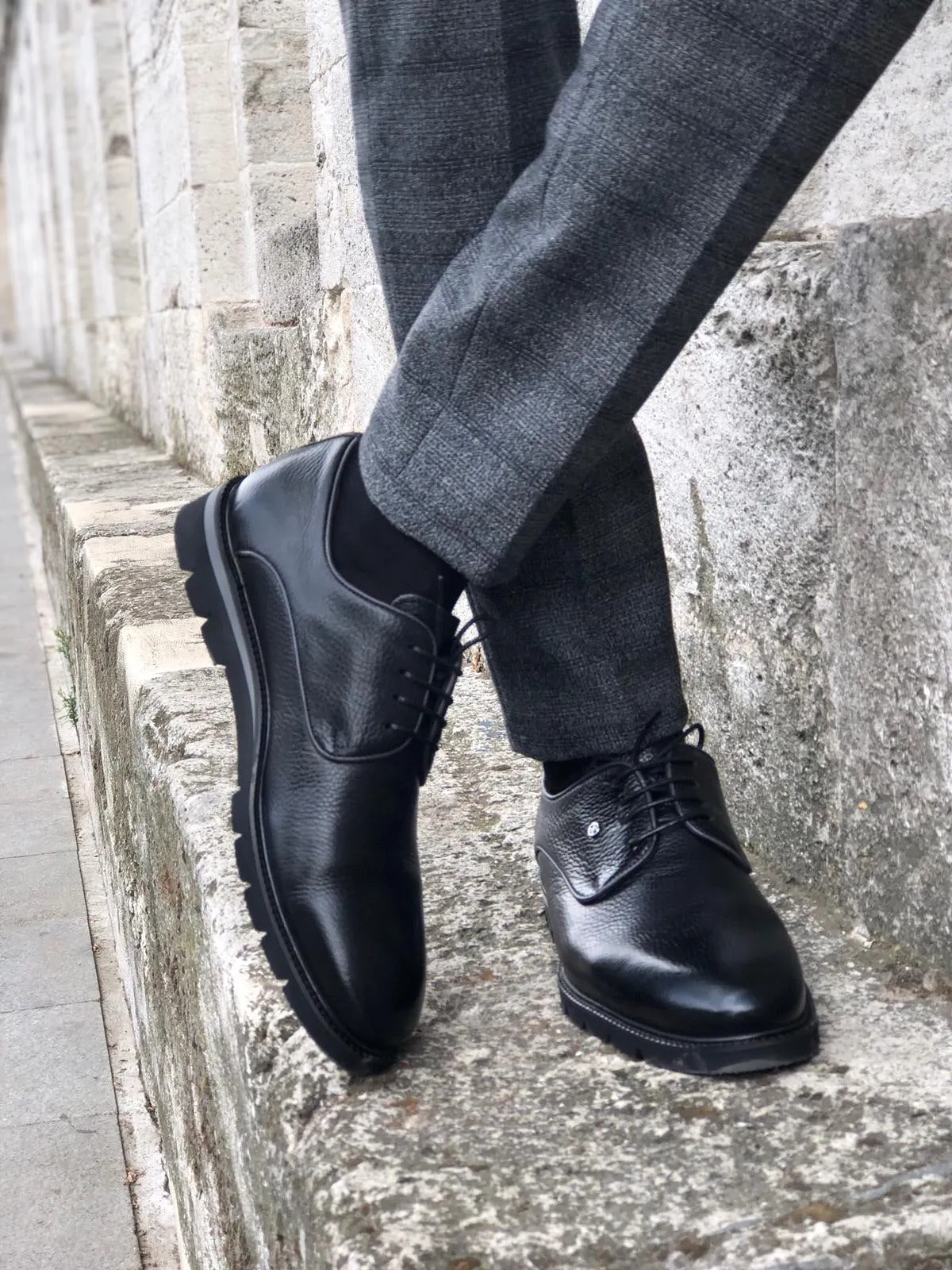 The Rebe Black Laced Oxfords