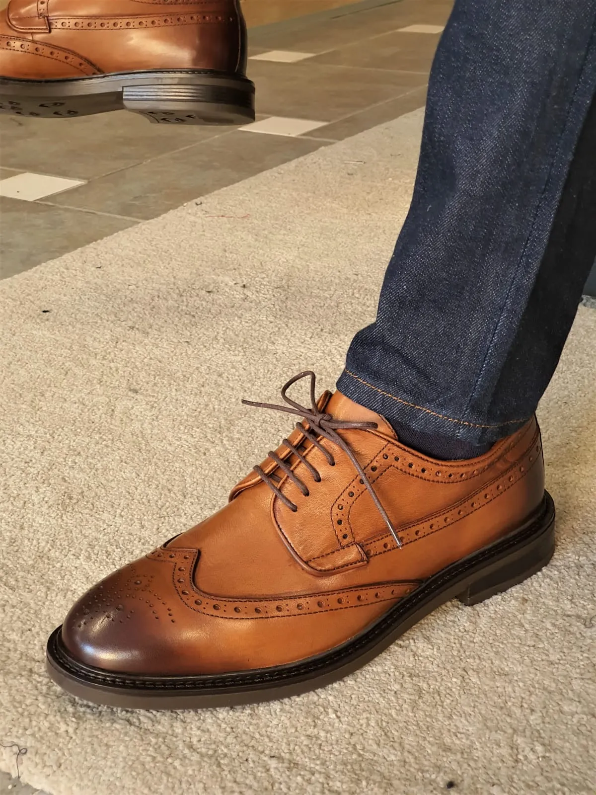 Torino Tan Wingtip Oxfords