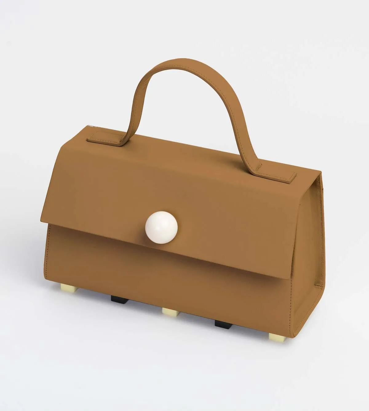 Trapezoid Satchel Bag - Brown