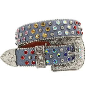 Unisex Crystal Pin Buckle Diamond Studded Casual Rhinestones Belt