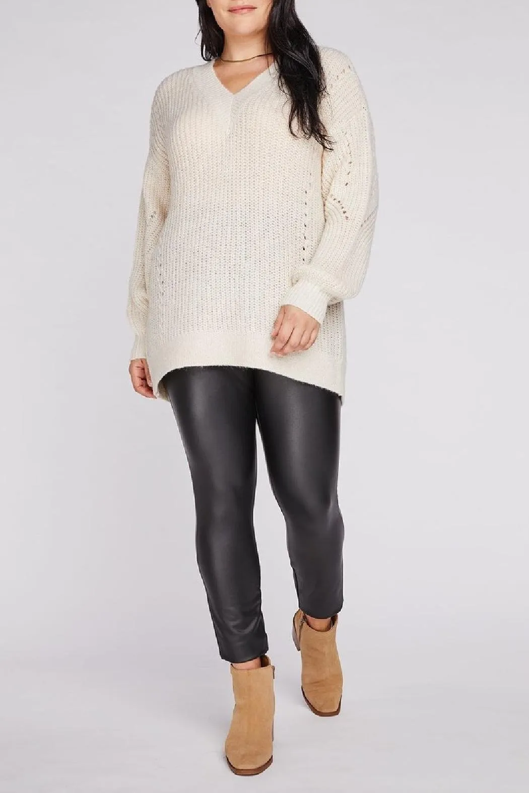 V-Neck Pointelle Sweater