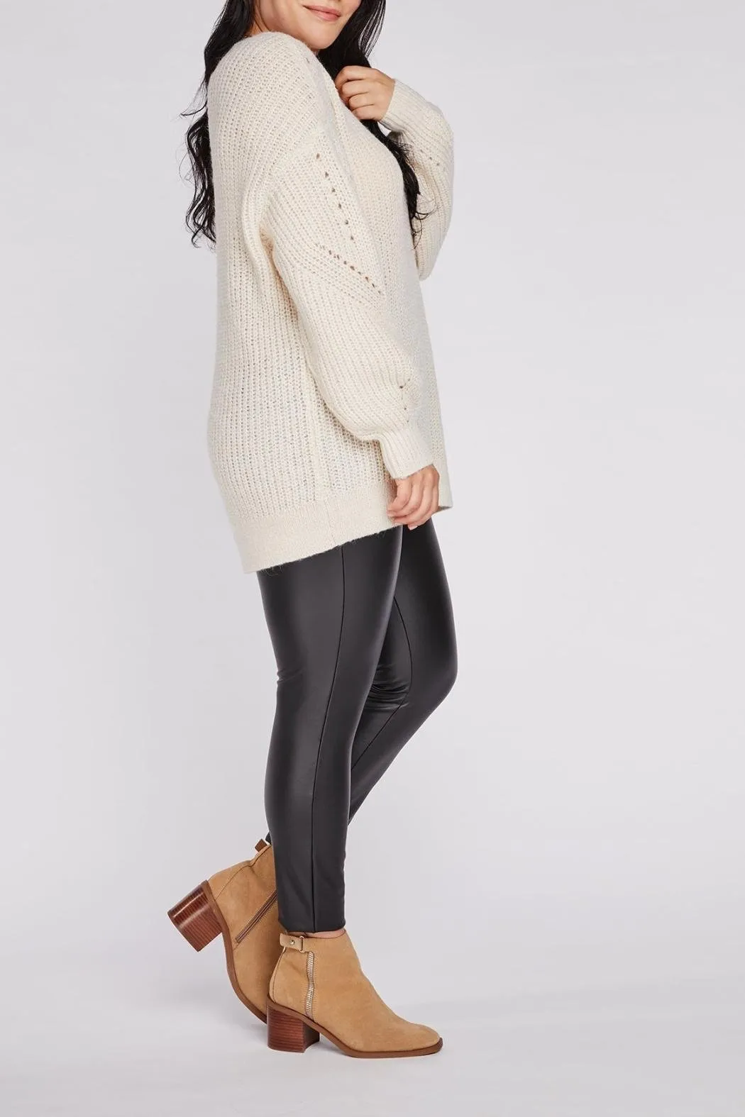 V-Neck Pointelle Sweater