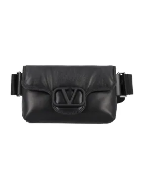 VALENTINO GARAVANI Men's Mini Waist Satchel in Nero Lambskin