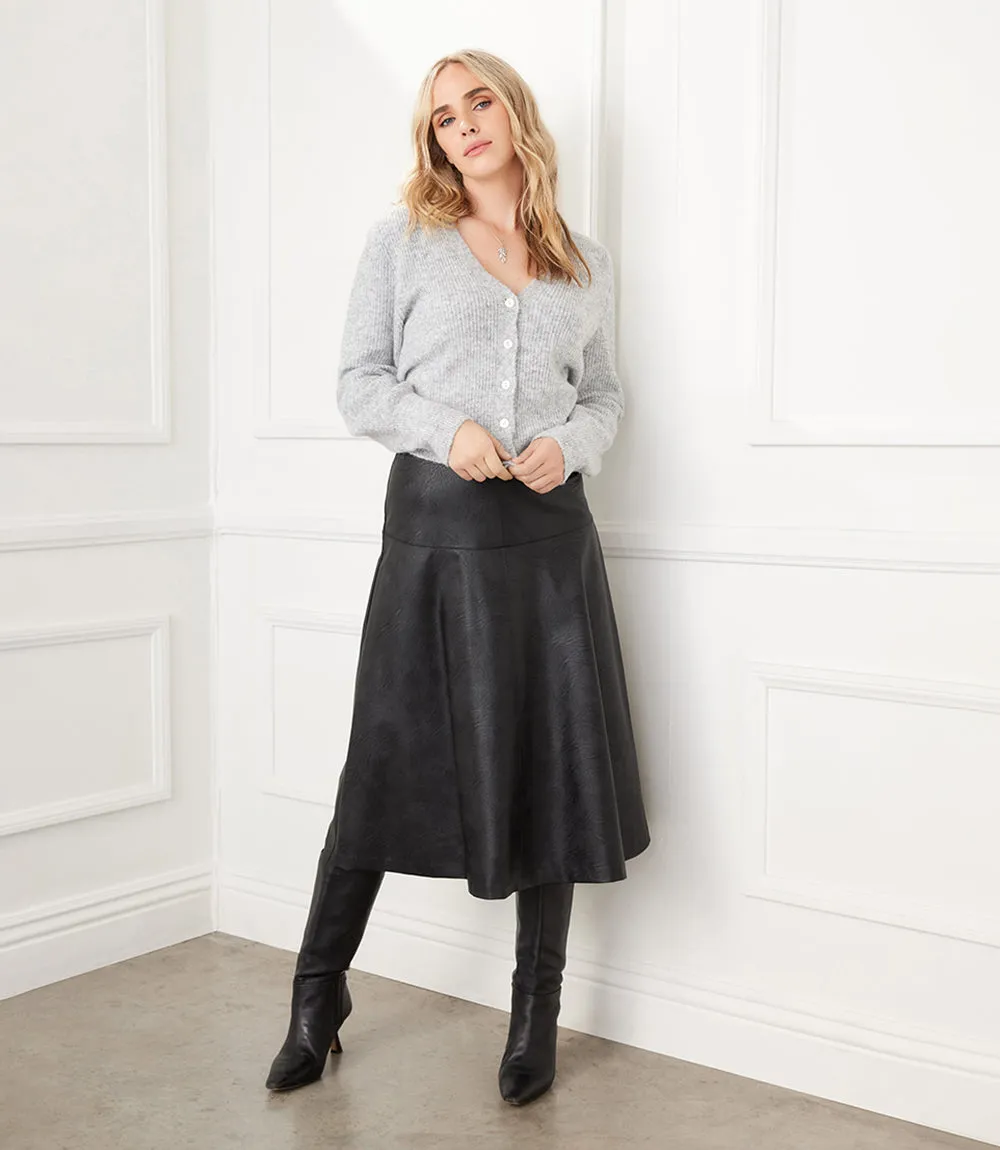 Vegan Leather Midi Skirt