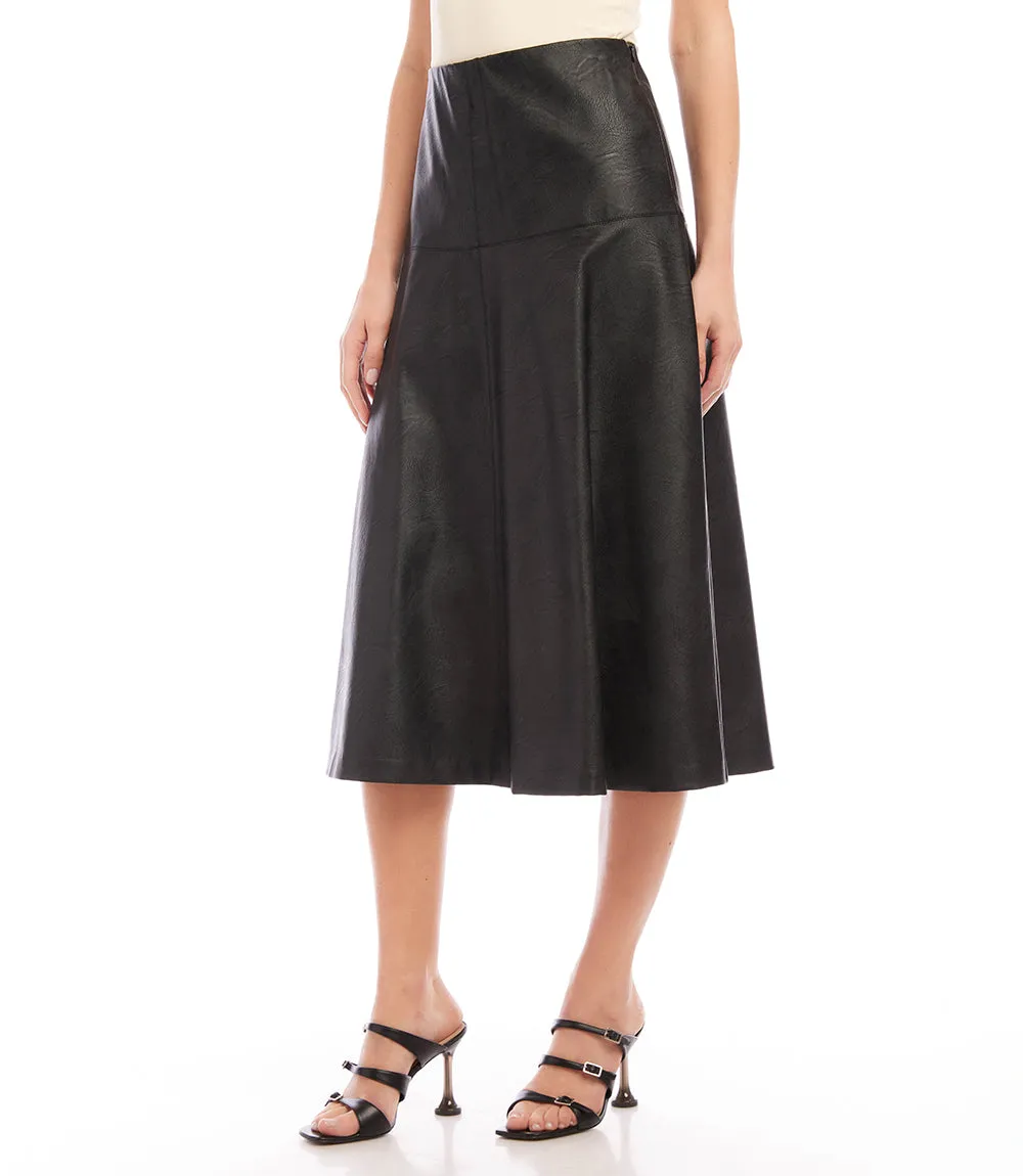 Vegan Leather Midi Skirt