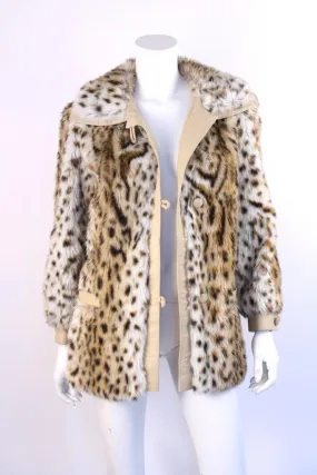 Vintage 70's Animal Print Faux Fur & Leather Coat