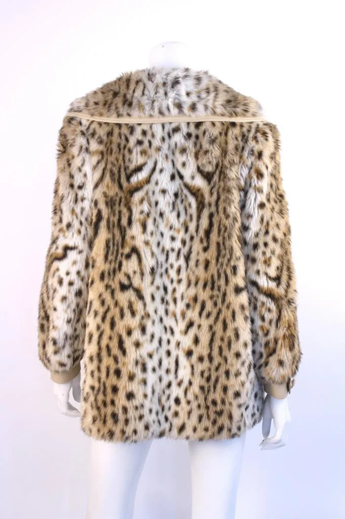 Vintage 70's Animal Print Faux Fur & Leather Coat