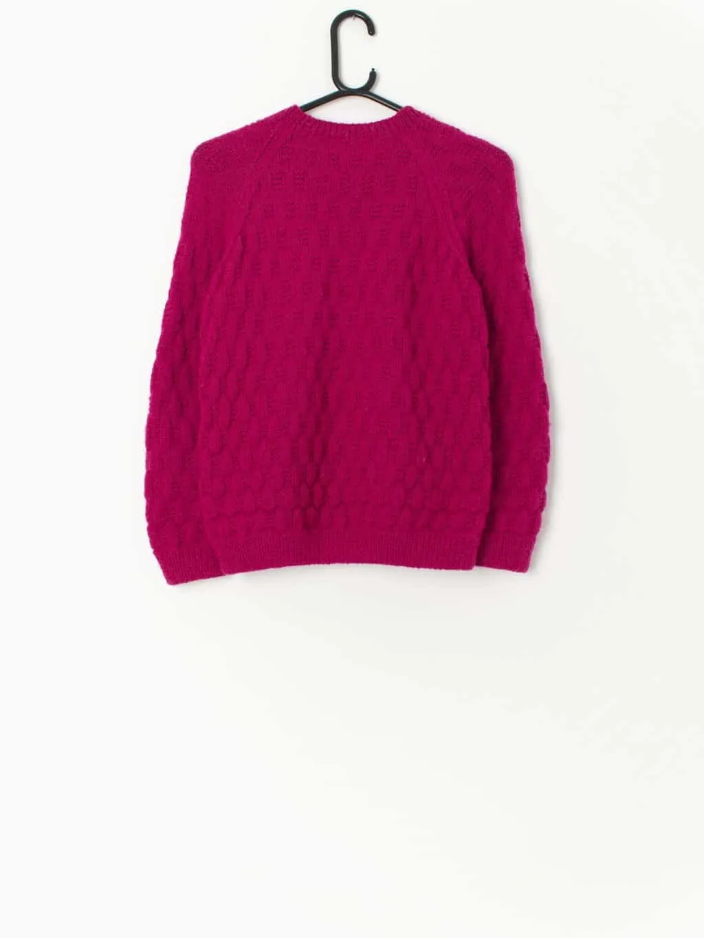 Vintage handmade raspberry pink cardigan – Small