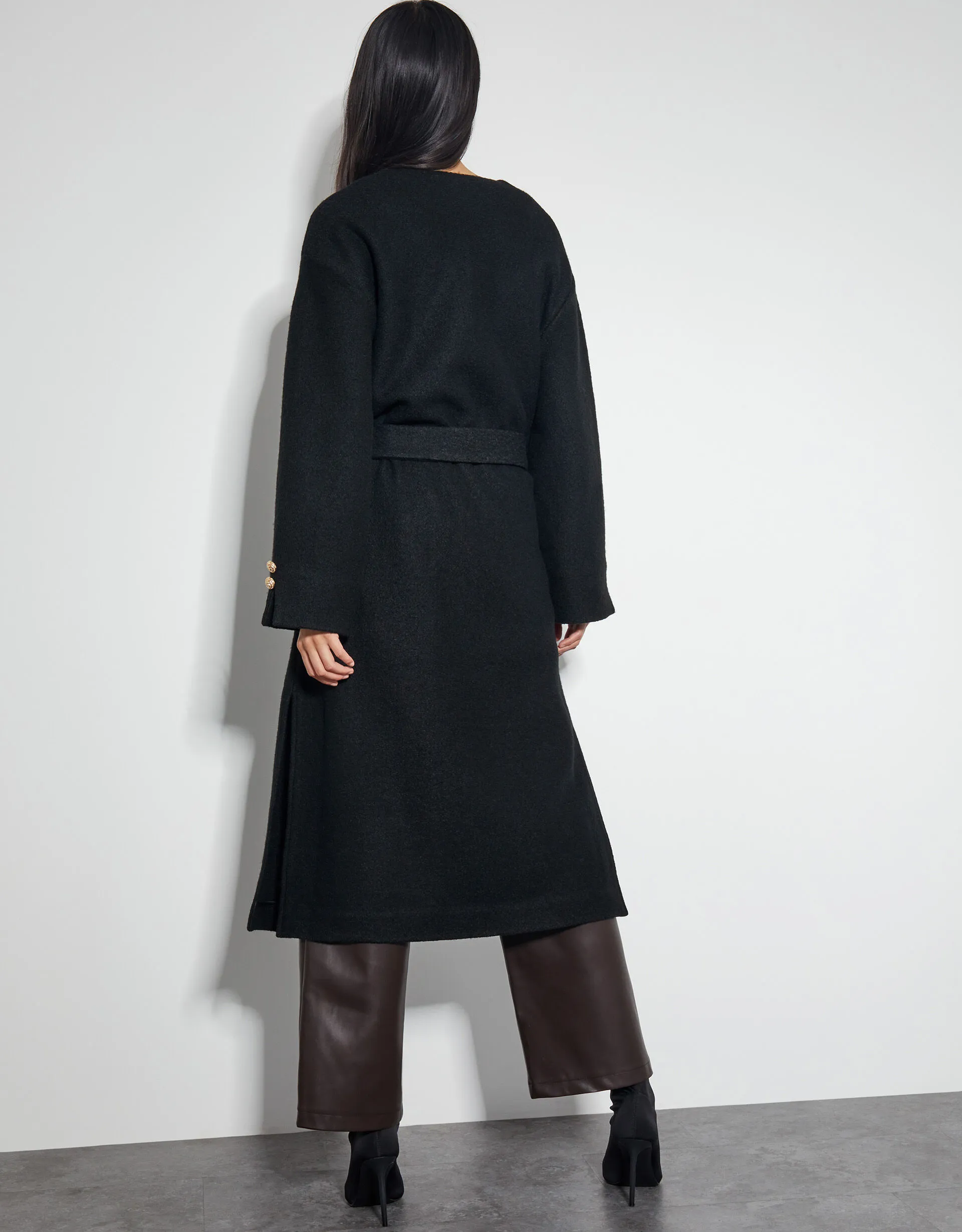 Wendy Open Front Knit Coat Black