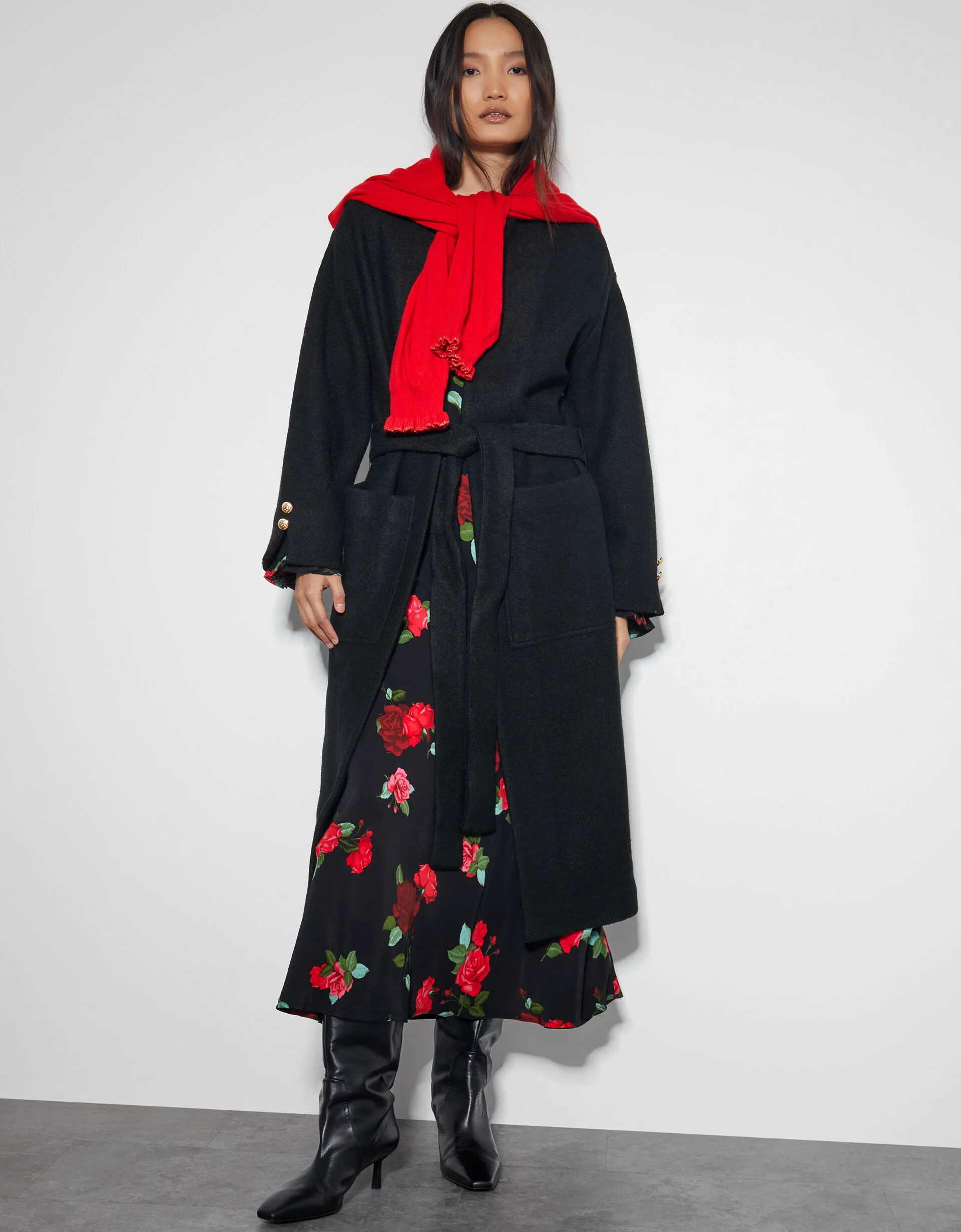 Wendy Open Front Knit Coat Black