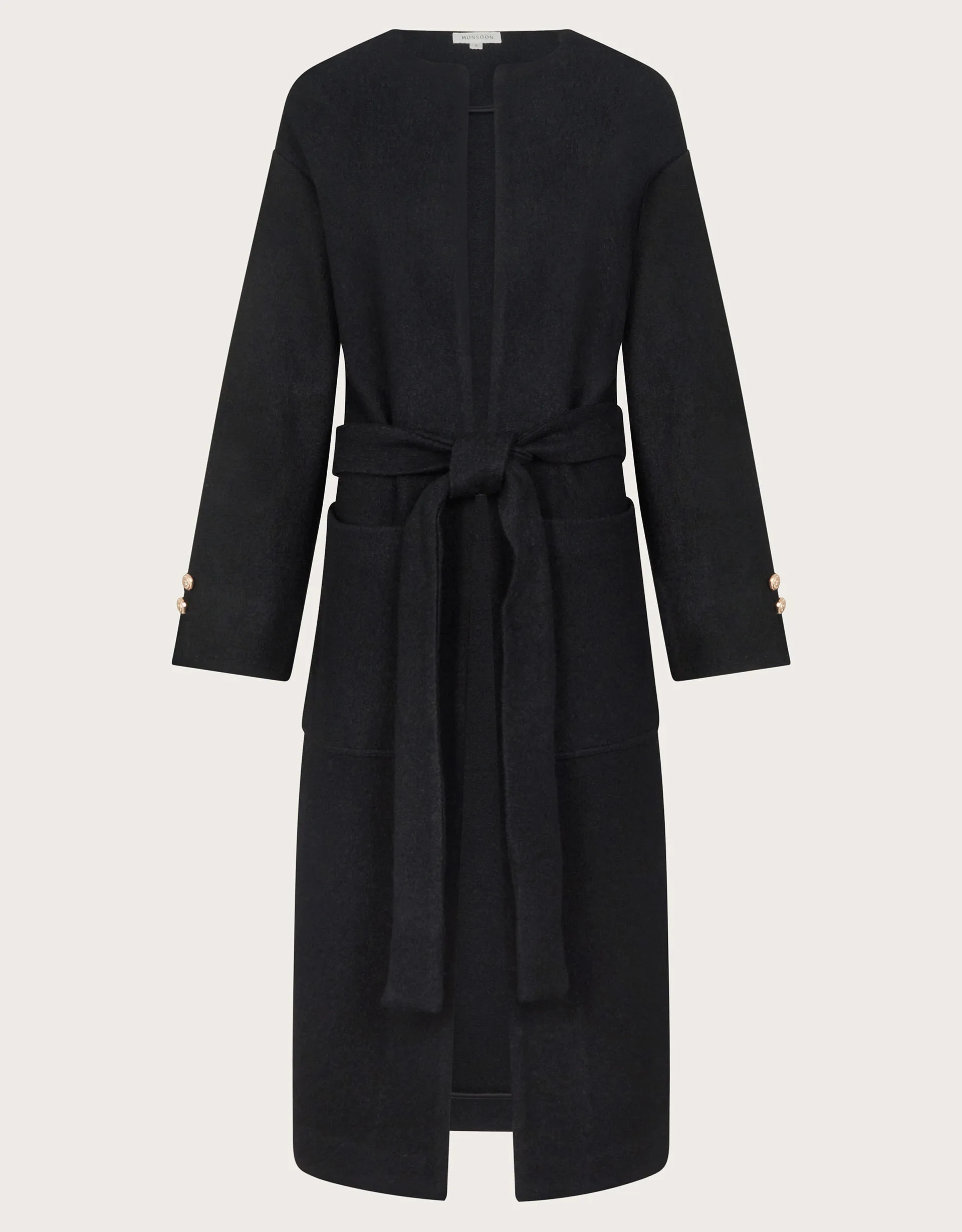 Wendy Open Front Knit Coat Black