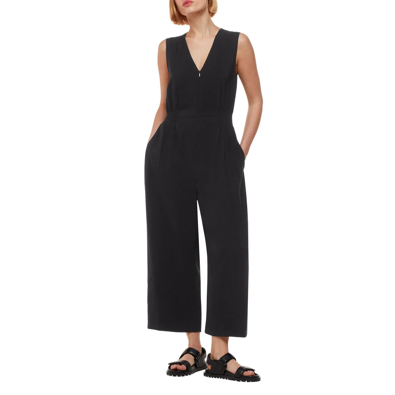 WHISTLES Remmie Wide Leg Jumpsuit - Black