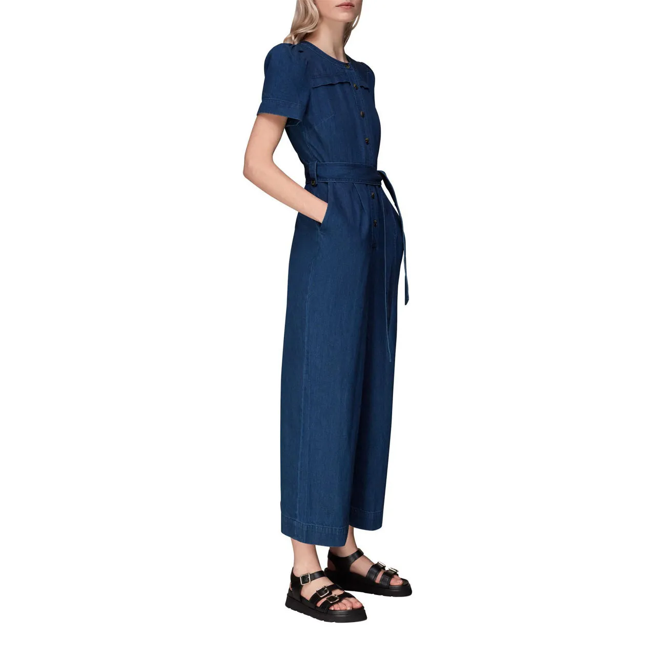 WHISTLES The Sustainable Edit Alana Denim Jumpsuit - Blue