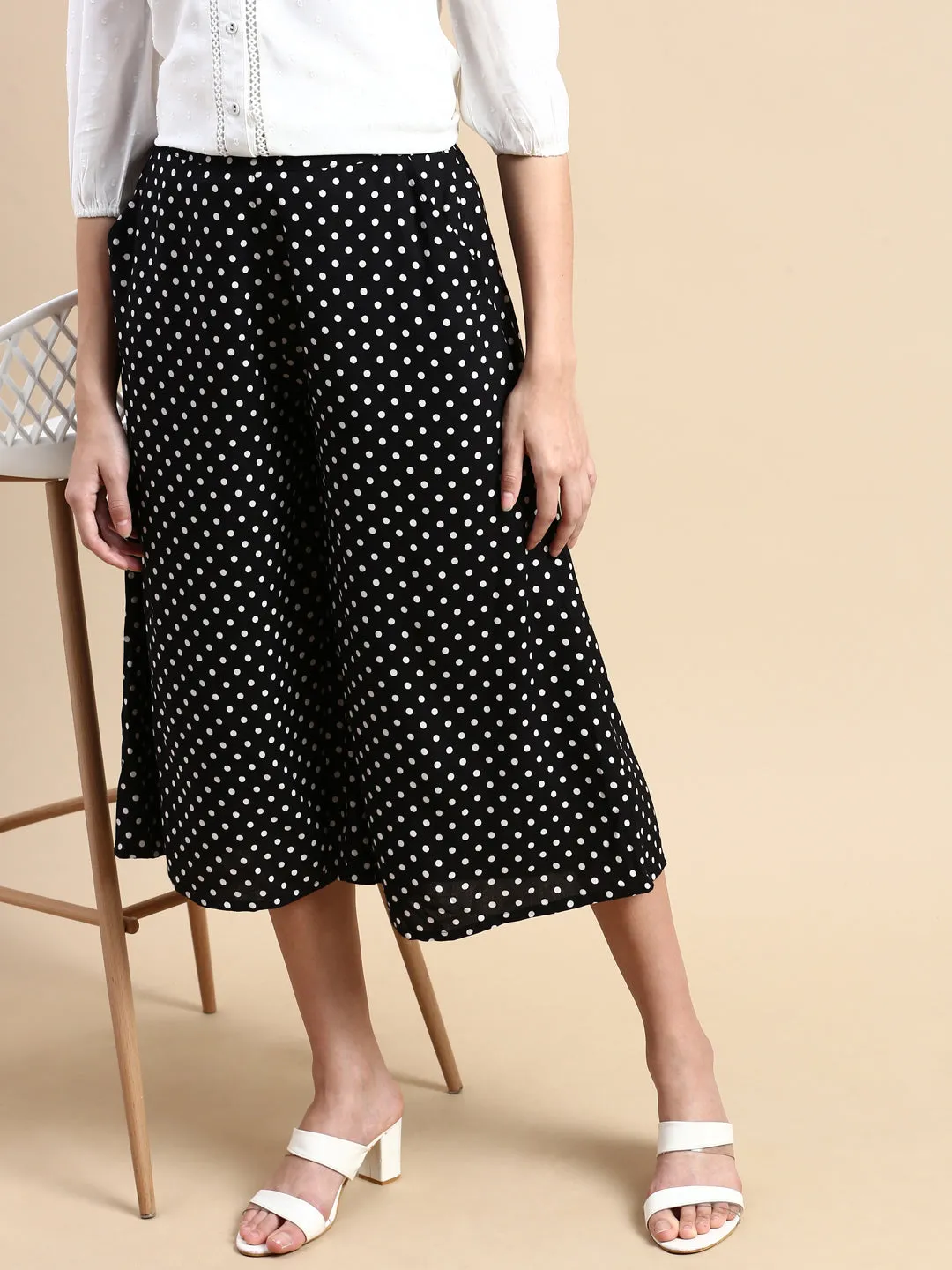 Women Printed Culottes Black