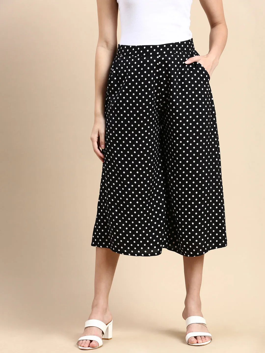 Women Printed Culottes Black