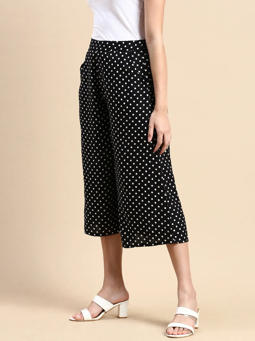 Women Printed Culottes Black