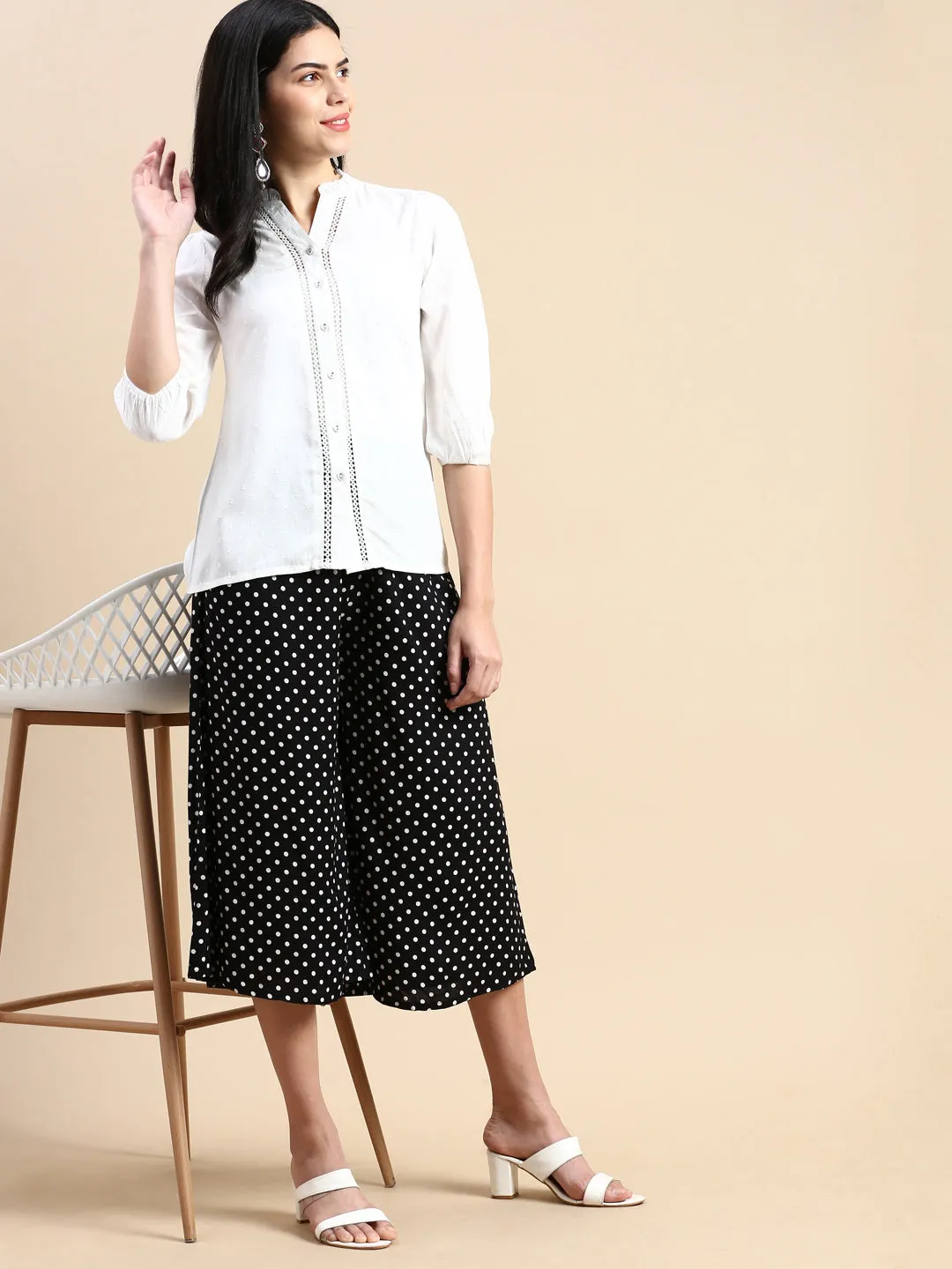 Women Printed Culottes Black