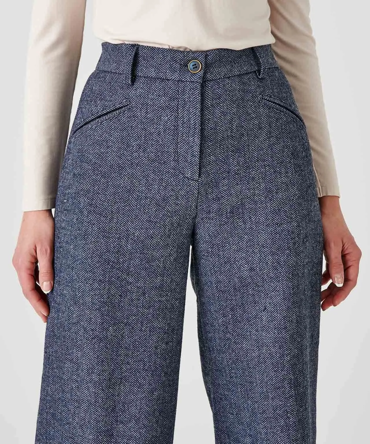 Wool Blend Wide Leg Trousers